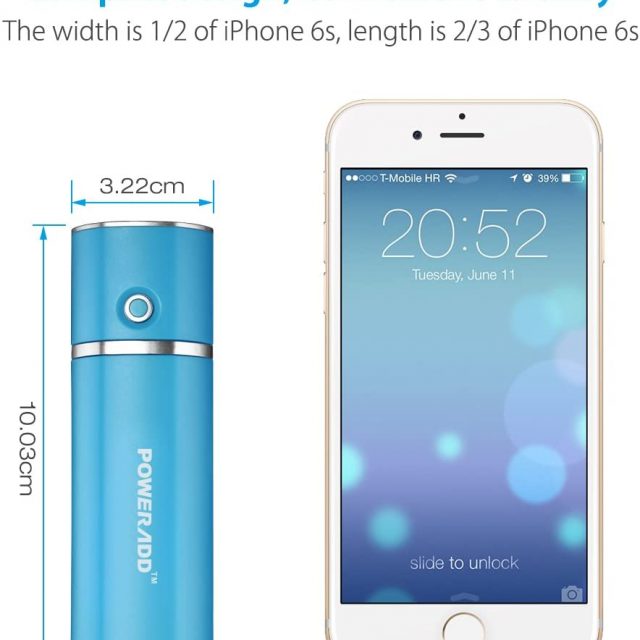 POWERADD Slim 2 5000mAh External Battery 2.1 A Output Most Compact, Portable & Efficient Smart Charger Power bank for Android and IOS devices and More