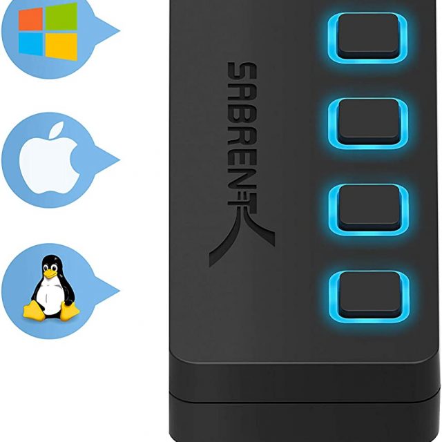 Sabrent 4-Port USB 3.0 Hub with Individual LED Power Switches | 2 Ft Cable | Slim & Portable | for Mac & PC (HB-UM43)