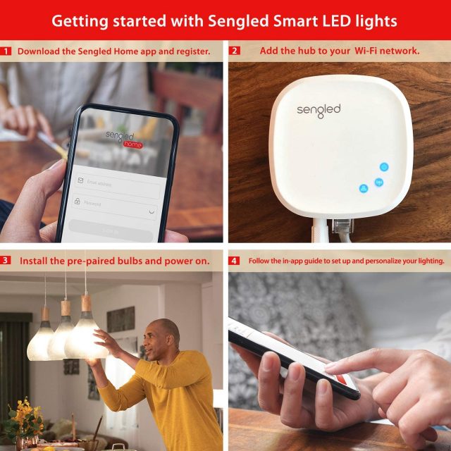 Sengled Smart light Bulb Starter Kit, Compatible with Alexa & Google Home, Support 2.4G & 5G, A19 Alexa Light Bulbs, Smart LED Soft White Light, 9W, 2 Smart Bulbs & 1 Smart Hub