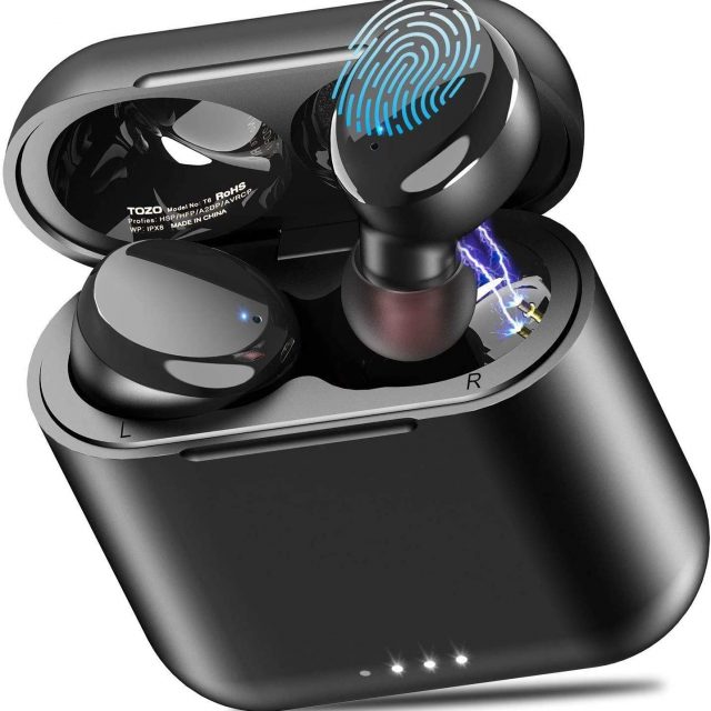 TOZO T6 True Wireless Earbuds Bluetooth Headphones Touch Control with Wireless Charging Case IPX8 Waterproof TWS Stereo Earphones in-Ear Built-in Mic with Noise Reduction Headset Premium Deep Bass for Sports and Leisure All Colors