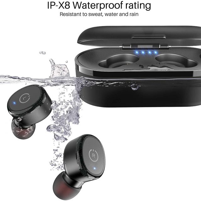 TOZO T10 Bluetooth 5.0 Wireless Earbuds with Wireless Charging Case IPX8 Waterproof TWS Stereo Headphones in Ear Built in Mic with Noise Reduction Headset Premium Sound with Deep Bass for Sport and Leisure All Colors