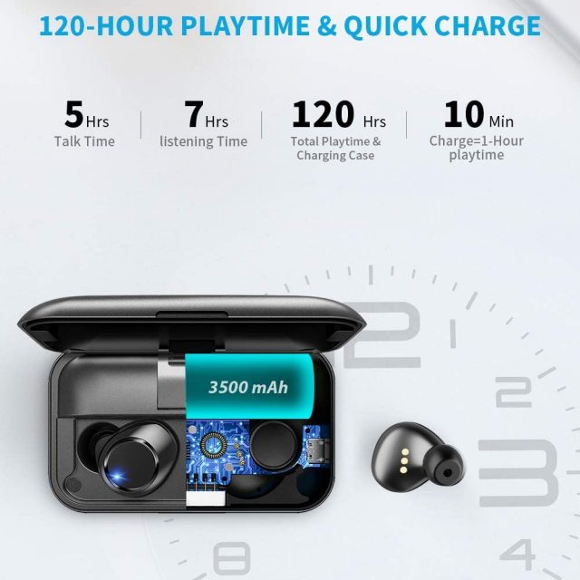 Vankyo X200 True Wireless Earbuds Bluetooth 5.0 In-Ear TWS Stereo Headphones with Smart LED Display Charging Case IPX8 Waterproof 120H Playtime Built-in Mic with Deep Bass for Sports, Fitness, Work, Leisure