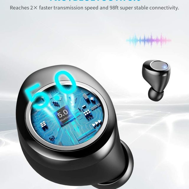 Vankyo X200 True Wireless Earbuds Bluetooth 5.0 In-Ear TWS Stereo Headphones with Smart LED Display Charging Case IPX8 Waterproof 120H Playtime Built-in Mic with Deep Bass for Sports, Fitness, Work, Leisure