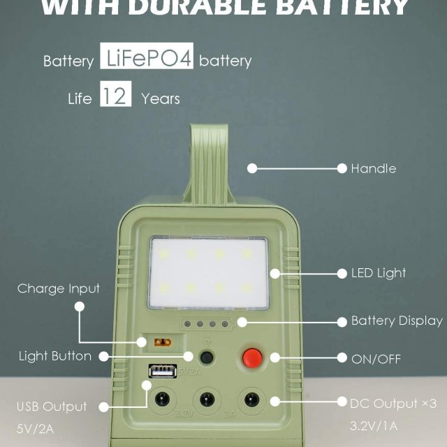 WAWUI Portable Power Station, Solar Generator with Solar Panel & Flashlights for Home Emergency Backup Power, Camping Lights with Battery, USB DC Outlets, best for Travelling, Camping and Emergency Backup at Home and Offices (42Wh)