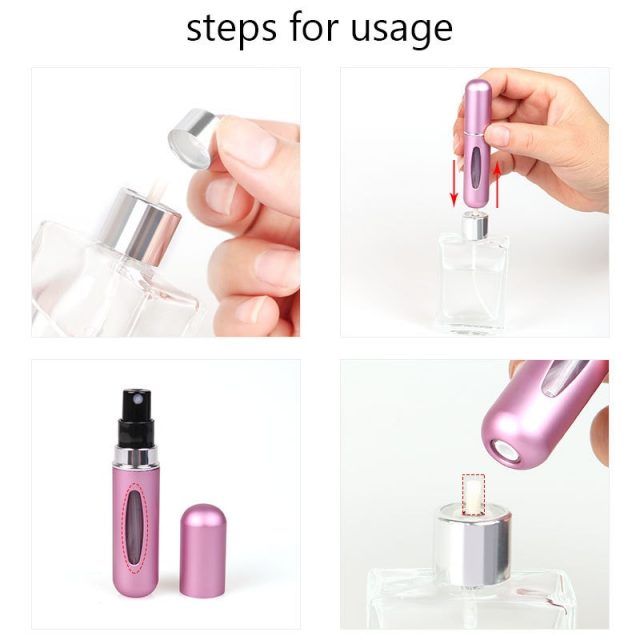 8ml 5ml Refillable Mini Perfume Spray Bottle Aluminum Sprayer Scent Pump Atomizer Portable Travel Empty Cosmetic Container Tool