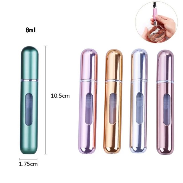 8ml 5ml Refillable Mini Perfume Spray Bottle Aluminum Sprayer Scent Pump Atomizer Portable Travel Empty Cosmetic Container Tool