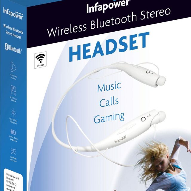 Infapower Wireless Bluetooth Stereo Headset (White) Model X304