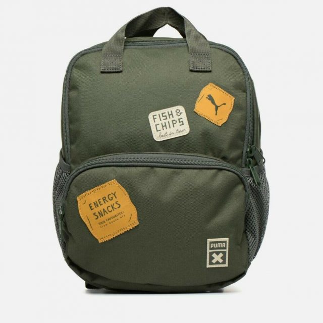 Puma x Tiny Cotton Backpack Bag Fish and Chips Design Olive Green Junior Size for Kids