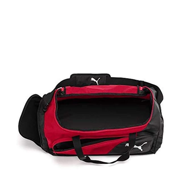 Puma LIGA Medium Duffel Bag for Travel, Training and Sports Black and Red Training Bag