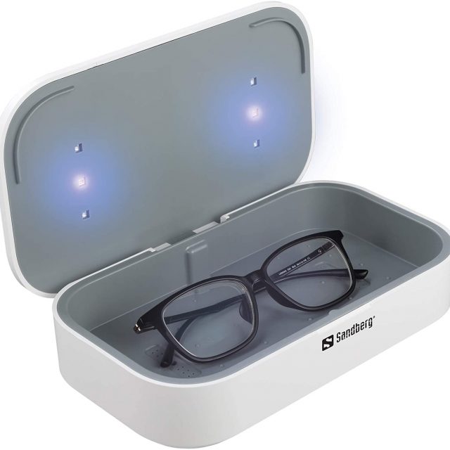 Sandberg (470-31) USB UV Sterilizer Rechargeable with Built-in 10W Qi Compatible Wireless Charger, 360° UV Disinfection, Kills up to 99% Bacteria/Viruses