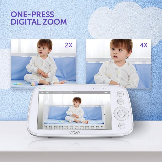 VAVA Baby Monitor 720P HD 5″ Screen Display Video Baby Monitor with Camera and Audio, IPS Screen, 900ft Range, 4500 mAh Battery, Two-Way Audio, One-Click Zoom, Night Vision and Thermal Monitor for Safety and Security