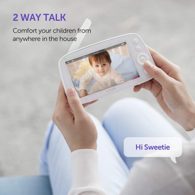 VAVA Baby Monitor 720P HD 5″ Screen Display Video Baby Monitor with Camera and Audio, IPS Screen, 900ft Range, 4500 mAh Battery, Two-Way Audio, One-Click Zoom, Night Vision and Thermal Monitor for Safety and Security