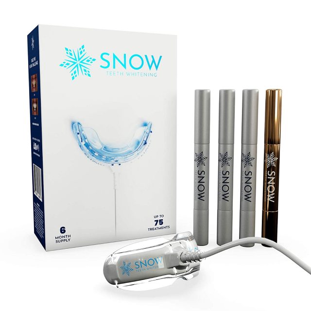 SNOW Teeth Whitening Kit with LED Light | Complete at Home Whitening System – Best Results – Safe for Sensitive Teeth, Braces, Bridges, Crowns, Caps & Veneers