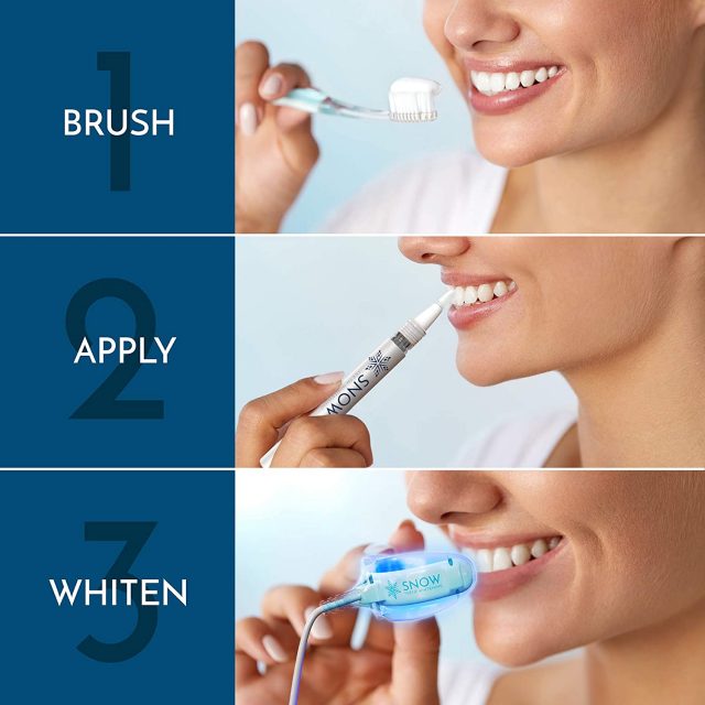 SNOW Teeth Whitening Kit with LED Light | Complete at Home Whitening System – Best Results – Safe for Sensitive Teeth, Braces, Bridges, Crowns, Caps & Veneers