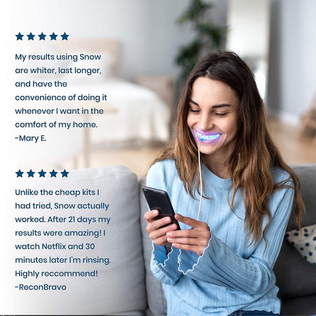 SNOW Teeth Whitening Kit with LED Light | Complete at Home Whitening System – Best Results – Safe for Sensitive Teeth, Braces, Bridges, Crowns, Caps & Veneers