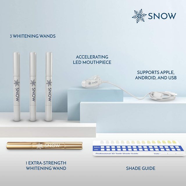 SNOW Teeth Whitening Kit with LED Light | Complete at Home Whitening System – Best Results – Safe for Sensitive Teeth, Braces, Bridges, Crowns, Caps & Veneers