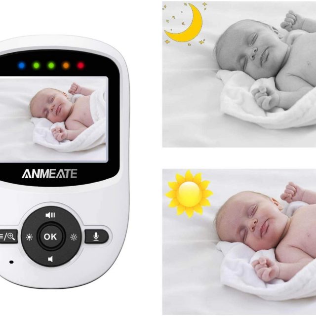 ANMEATE Video Baby Monitor with Digital Camera 2.4Ghz Wireless Video Monitor with Temperature Monitor, 960 feet Transmission Range, 2-Way Talk, Night Vision, High Capacity Battery
