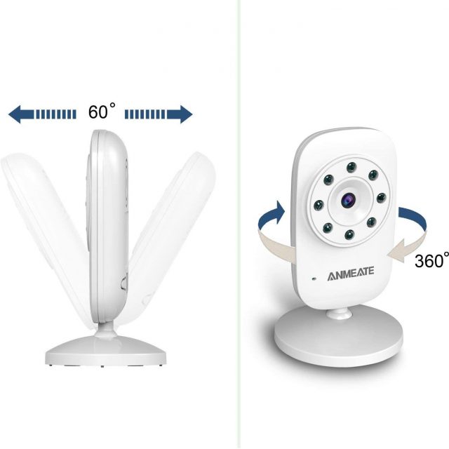 ANMEATE Video Baby Monitor with Digital Camera 2.4Ghz Wireless Video Monitor with Temperature Monitor, 960 feet Transmission Range, 2-Way Talk, Night Vision, High Capacity Battery