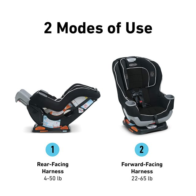 Graco Extend2Fit Convertible Car Seat, Ride Rear Facing Longer with Extend2Fit, Gotham for Child’s Safety